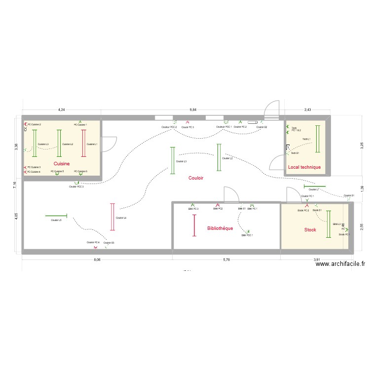 Team 2 schéma après V3. Plan de 3 pièces et 28 m2