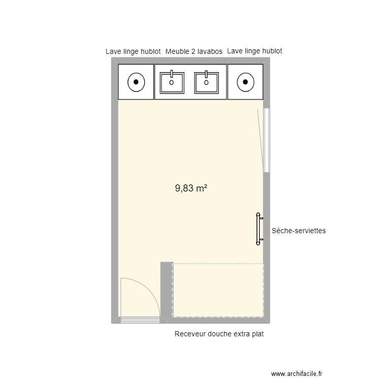 salle de bien. Plan de 1 pièce et 10 m2