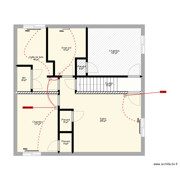 sous-sol maison chauffage. Plan de 9 pièces et 78 m2