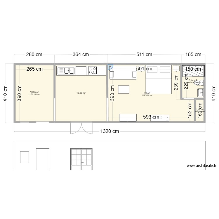 PK6. Plan de 5 pièces et 50 m2