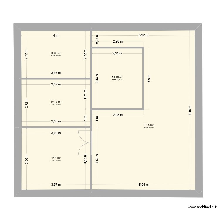 wiwi. Plan de 5 pièces et 89 m2