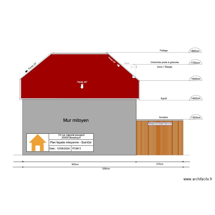 coté mitoyen. Plan de 0 pièce et 0 m2