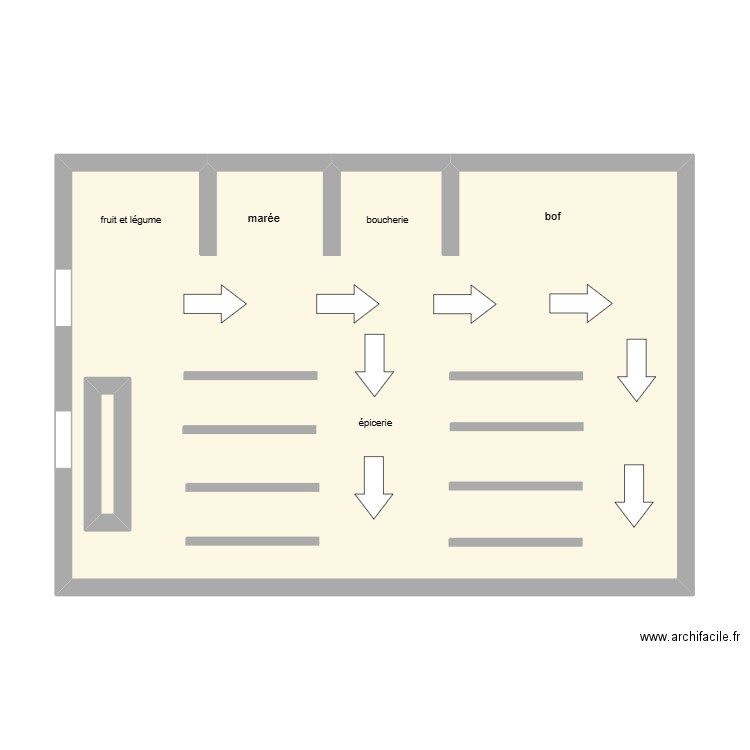 metro . Plan de 2 pièces et 61 m2