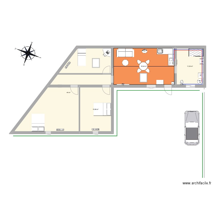 georgette guesdon 1. Plan de 4 pièces et 97 m2