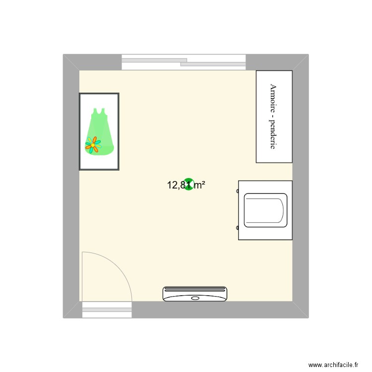 CHAMBRE 2. Plan de 1 pièce et 13 m2