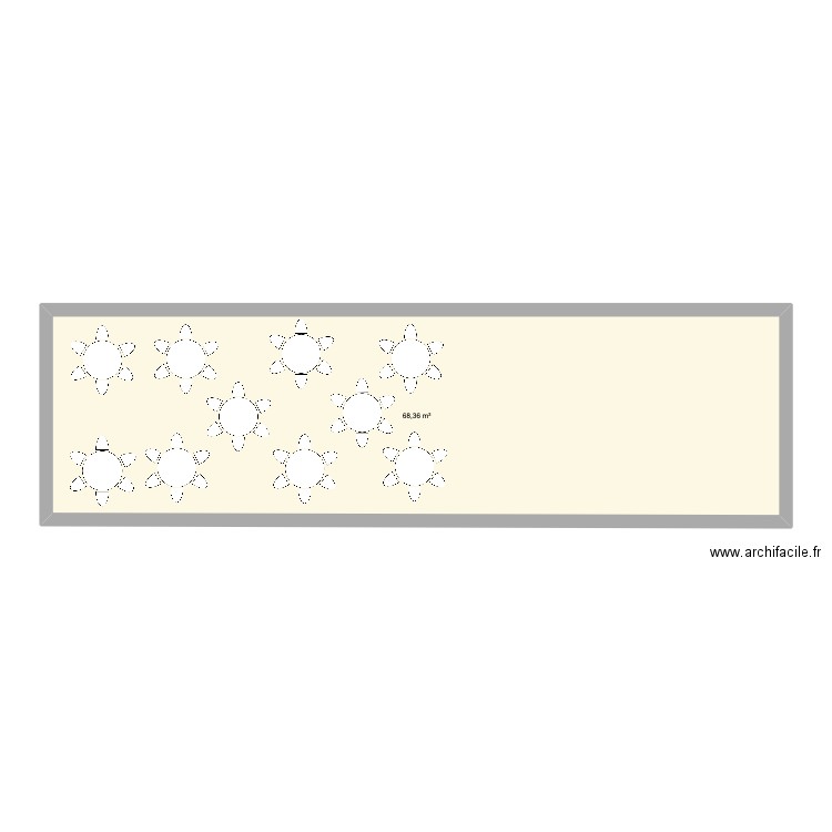 table. Plan de 1 pièce et 68 m2