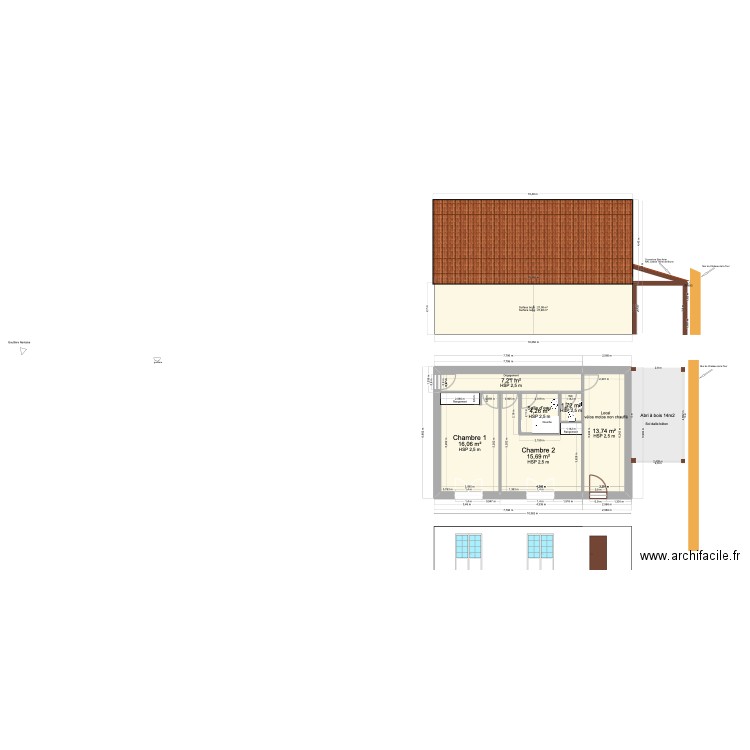 Rivarennes PCMI4 abri bois B. Plan de 6 pièces et 59 m2