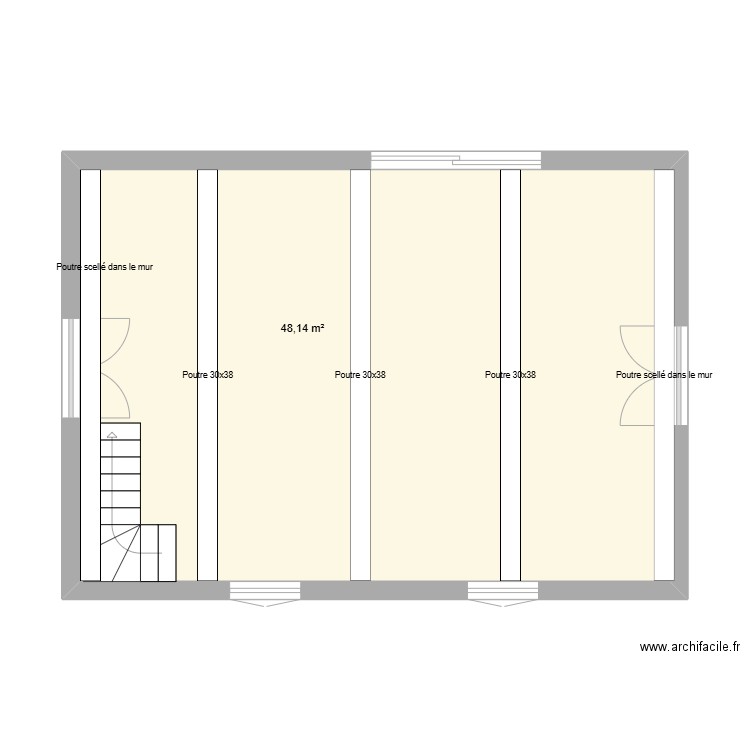 Salons. Plan de 1 pièce et 48 m2