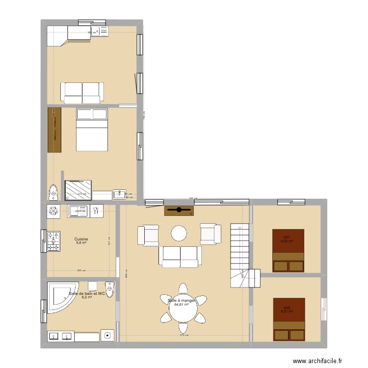 future maison. Plan de 5 pièces et 100 m2