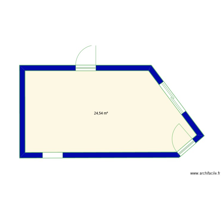 chambre. Plan de 1 pièce et 25 m2