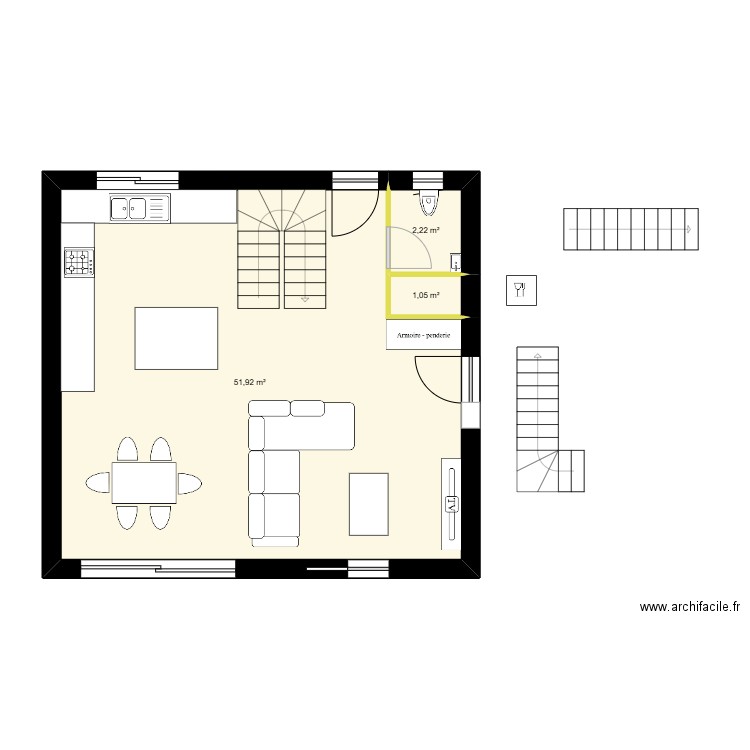 MAISON NOUS. Plan de 3 pièces et 55 m2