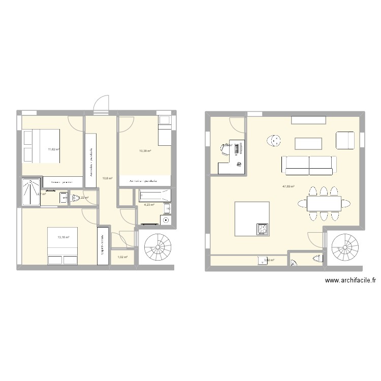 RDC Maison Cube. Plan de 11 pièces et 112 m2