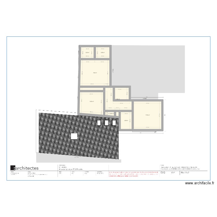 R+2. Plan de 8 pièces et 71 m2