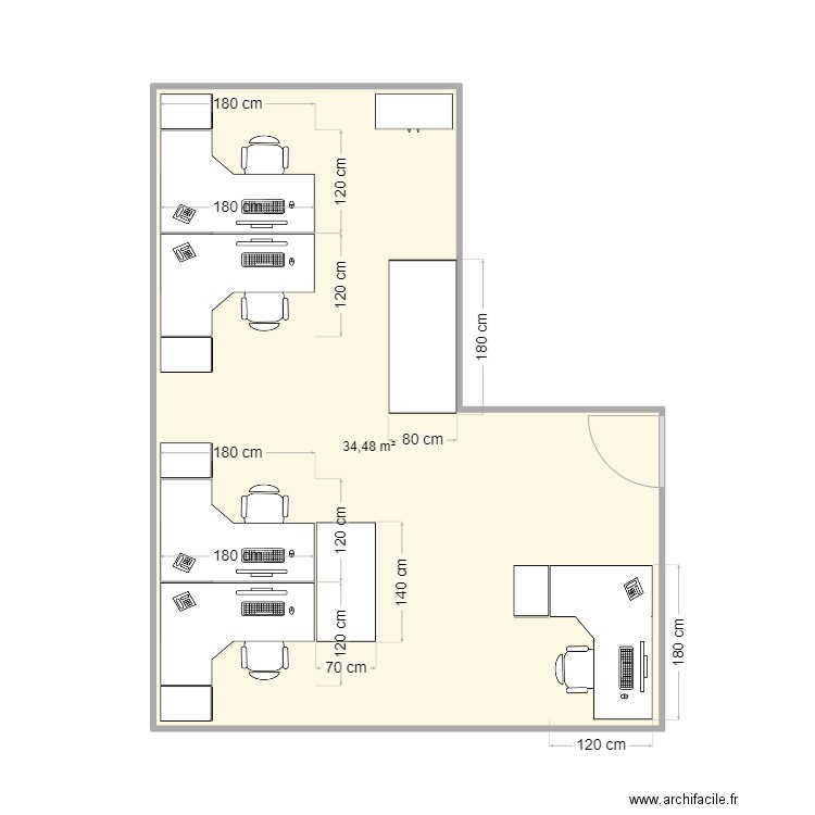 Controls. Plan de 1 pièce et 34 m2