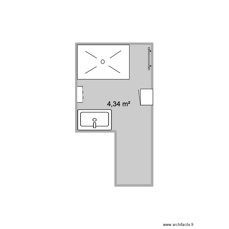 salle de bain. Plan de 1 pièce et 4 m2