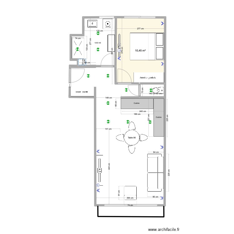 Boulogne V12 ter. Plan de 1 pièce et 10 m2