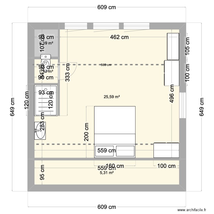 Jennings V2. Plan de 4 pièces et 33 m2