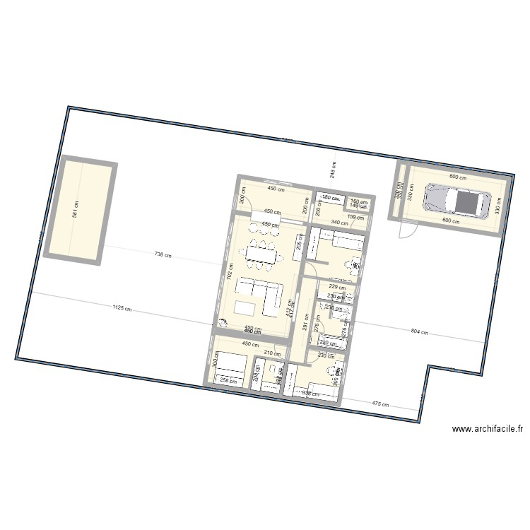 le mené. Plan de 2 pièces et 37 m2