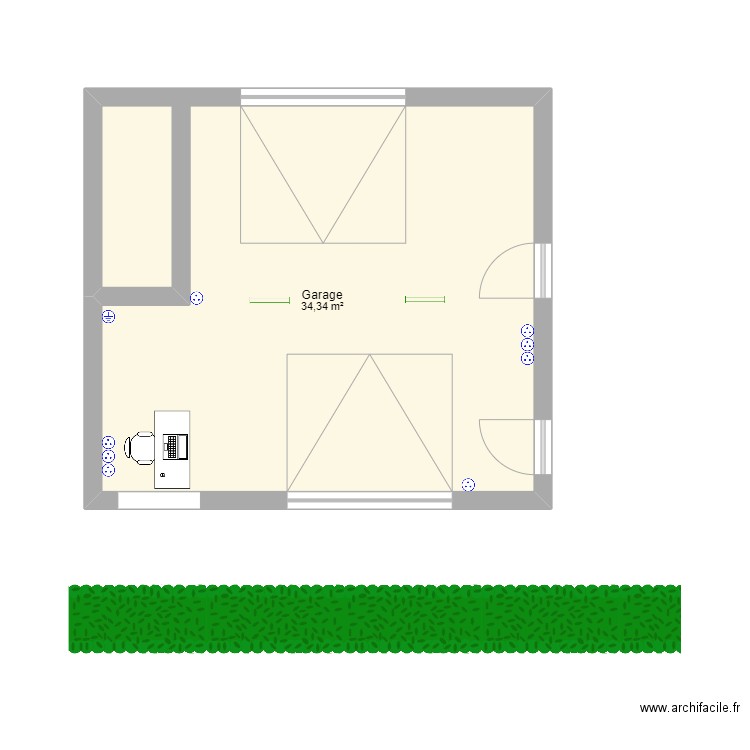 ROULCOOL LOCAL . Plan de 1 pièce et 34 m2