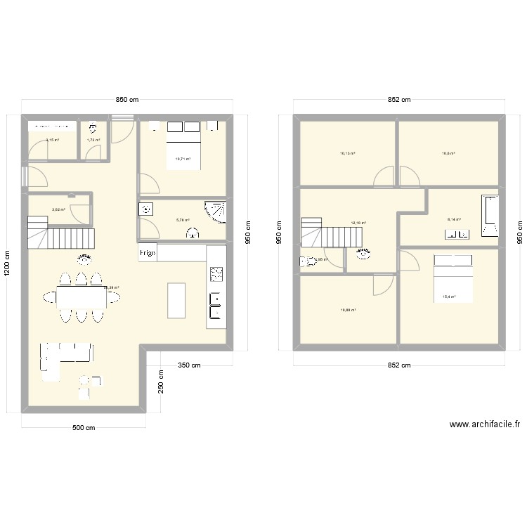 Plan 2D rdc. Plan de 13 pièces et 150 m2