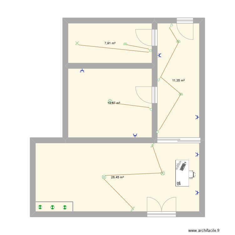 schéma architectural . Plan de 4 pièces et 59 m2