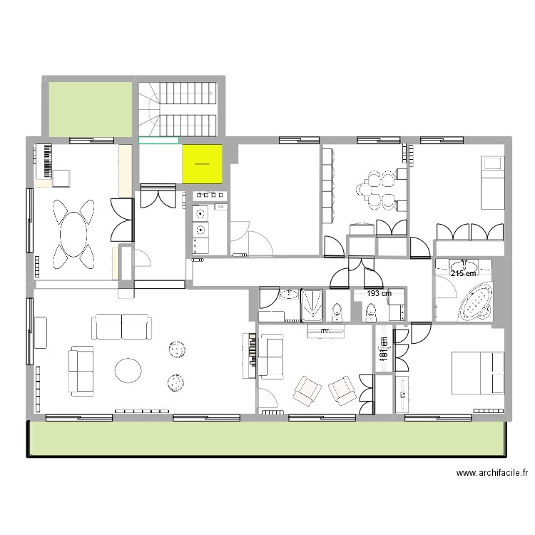 Appartement Enghien Mora variante 07 09. Plan de 6 pièces et 173 m2