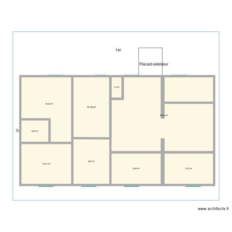 PROJET LOC 4 APPART. Plan de 9 pièces et 116 m2