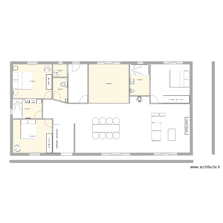 Maison St julien 2. Plan de 7 pièces et 63 m2