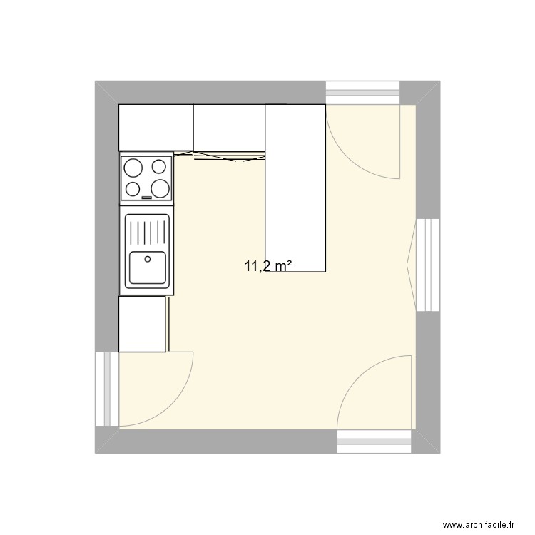 Plan cuisine 1. Plan de 1 pièce et 11 m2