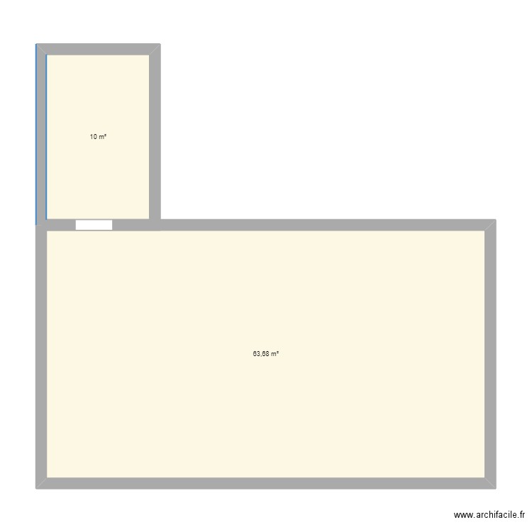 hermonville rdc. Plan de 2 pièces et 74 m2