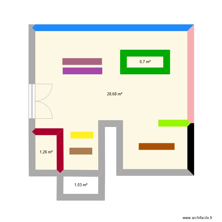 la vie claire. Plan de 4 pièces et 34 m2