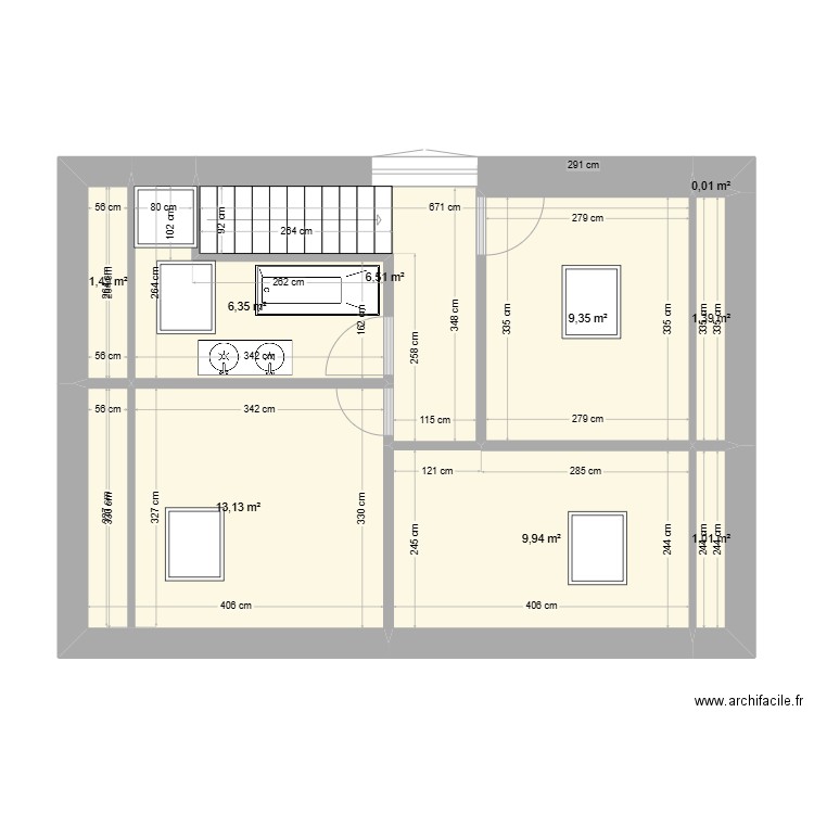 prop 1 cou. Plan de 9 pièces et 49 m2