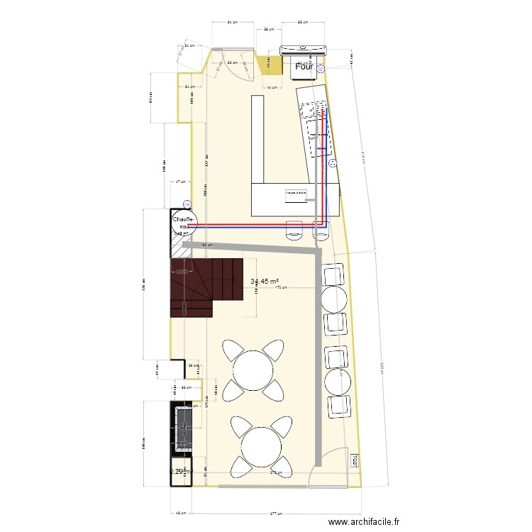 à finir. Plan de 3 pièces et 35 m2