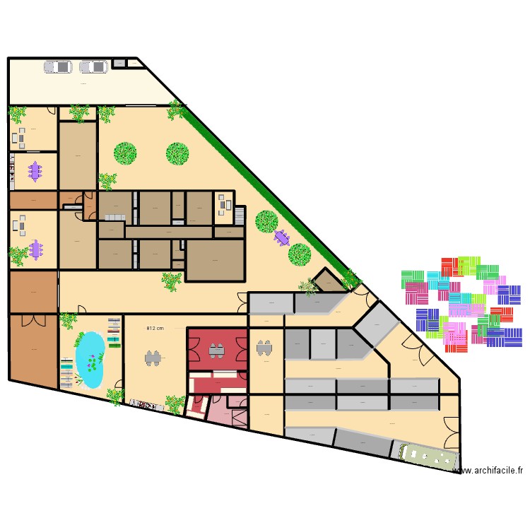 RESTO NORD + STANDS 1011A. Plan de 66 pièces et 1816 m2