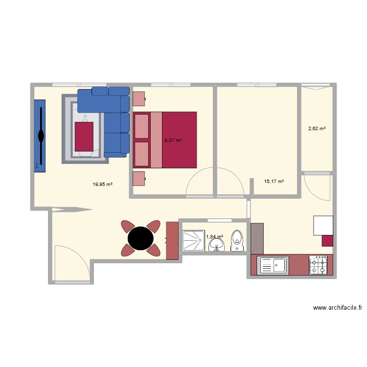 Home 3. Plan de 5 pièces et 48 m2