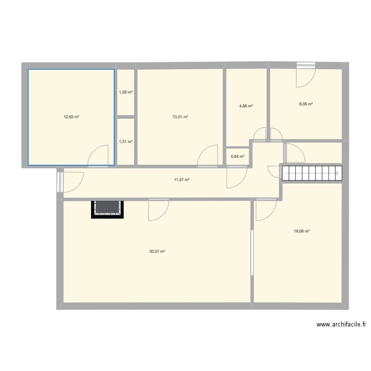 ben. Plan de 10 pièces et 103 m2