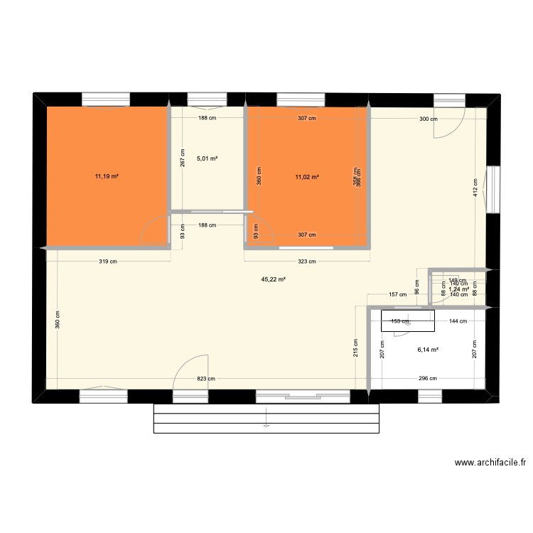 Petite Maison économique . Plan de 6 pièces et 80 m2