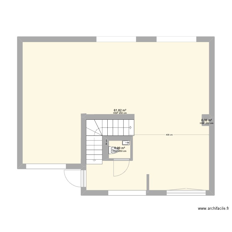 Magnolia RDC - base modifiée sans colimaçon. Plan de 3 pièces et 65 m2