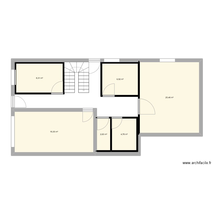 plan RDC3. Plan de 6 pièces et 67 m2