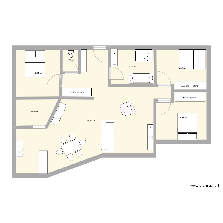 maison plein pied 95m2. Plan de 7 pièces et 94 m2