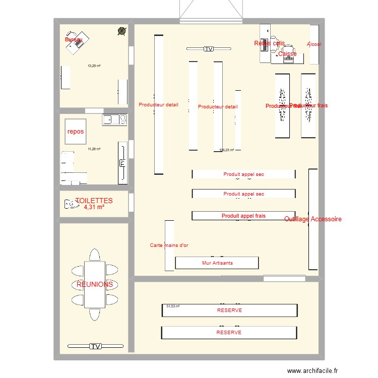 LOKAL. Plan de 5 pièces et 187 m2