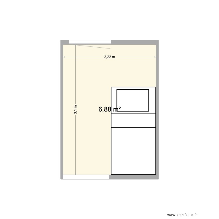 Chambre Diane+Paul. Plan de 1 pièce et 7 m2