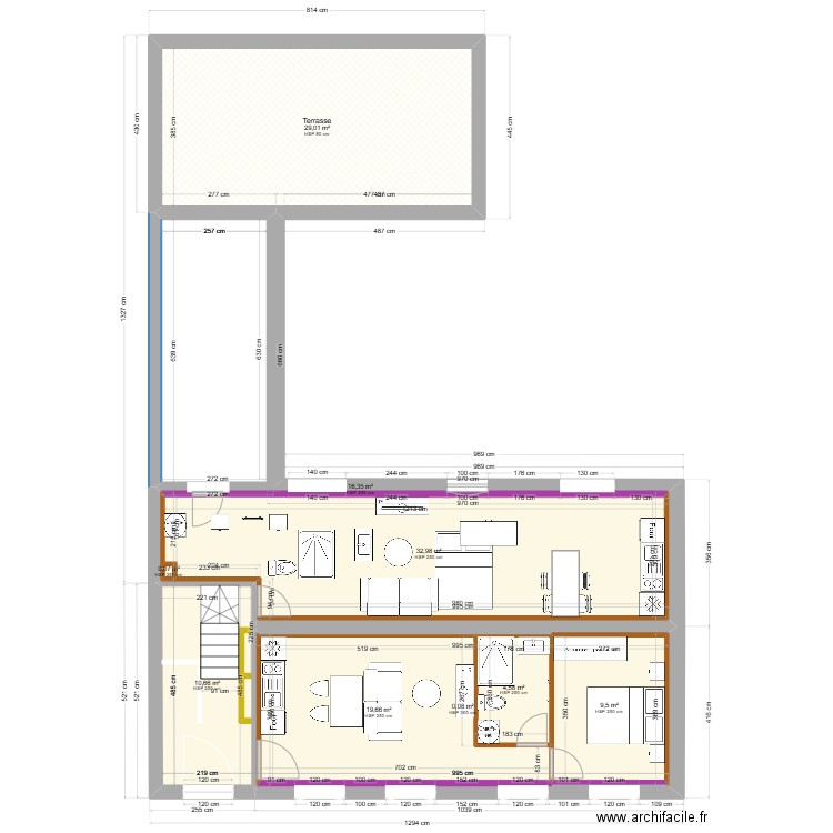 10 BUGEAUD R+1 V FUTURE. Plan de 9 pièces et 195 m2