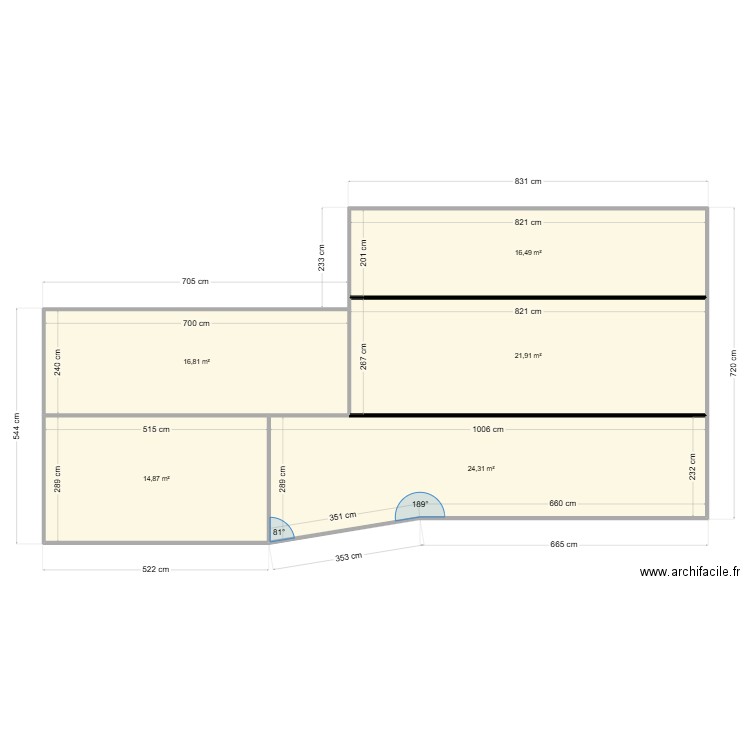 Façade Calvet . Plan de 5 pièces et 94 m2