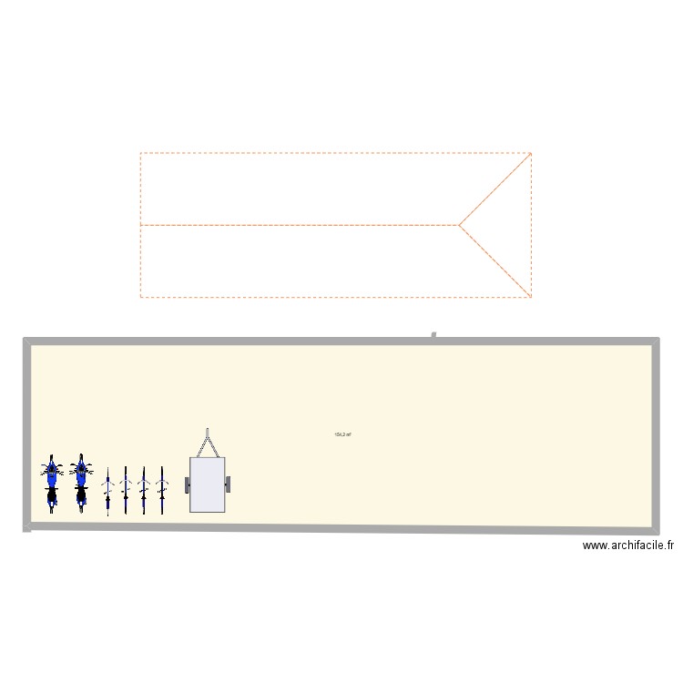 Garage Léni. Plan de 1 pièce et 154 m2