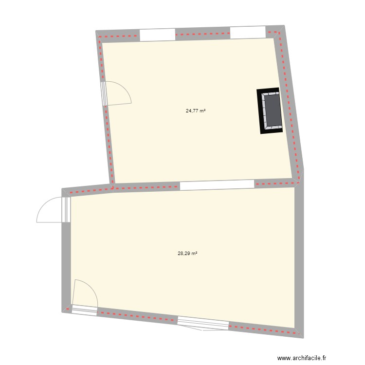 lalou 9 01. Plan de 2 pièces et 53 m2