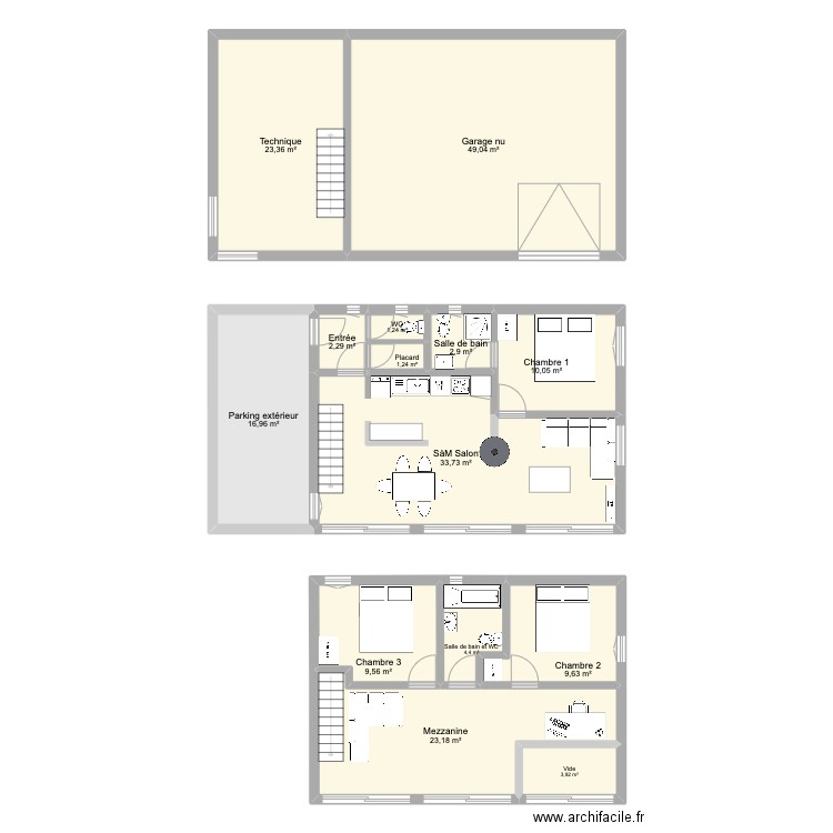 Chalet 970. Plan de 14 pièces et 192 m2