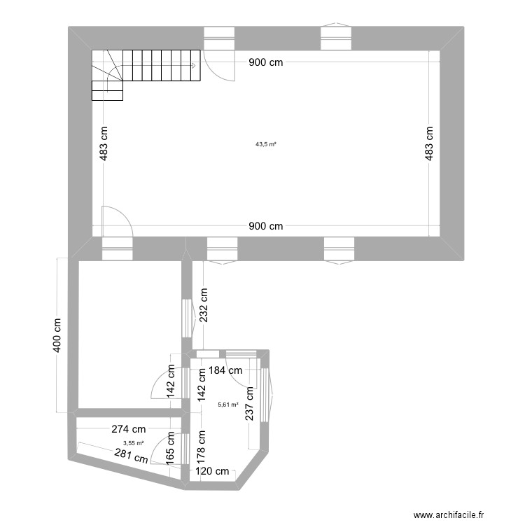 Plouhinec_Existant_RDC. Plan de 3 pièces et 53 m2