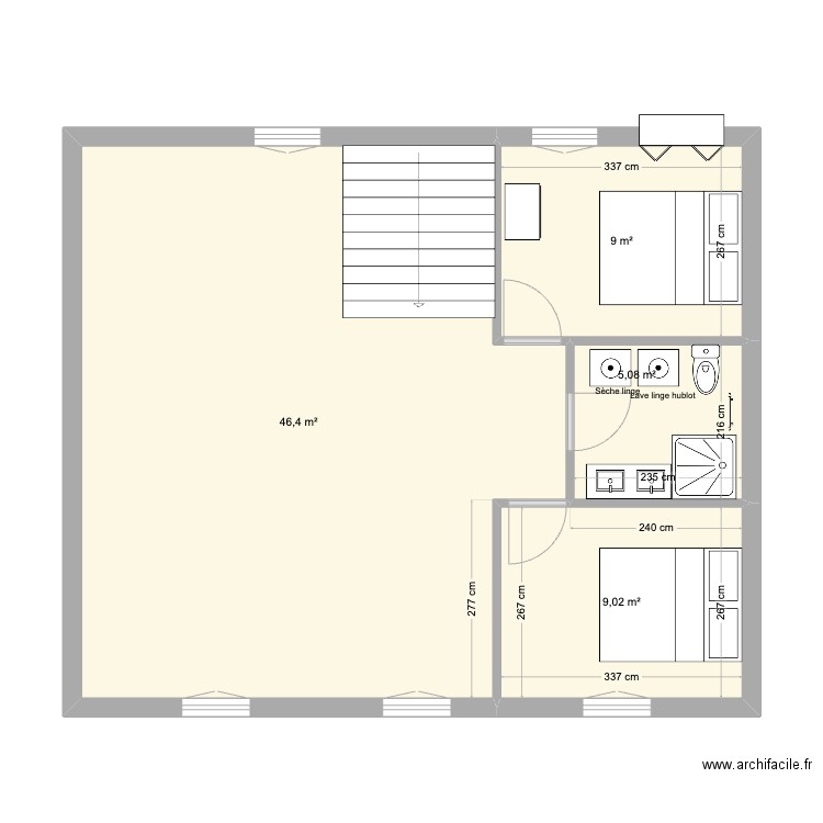 3ème étage Asnières/Seine. Plan de 4 pièces et 70 m2