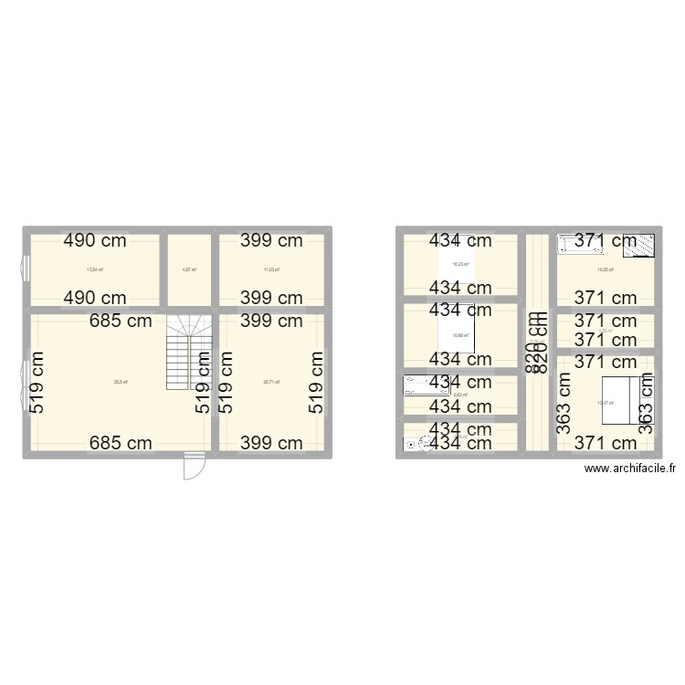 maison 1. Plan de 13 pièces et 154 m2